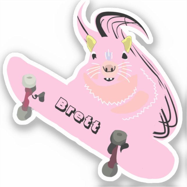 Pegatina Naughty Squirrel #698 Brett Skateboarding (Anverso)