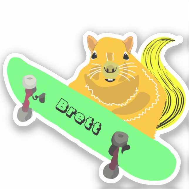 Pegatina Naughty Squirrel #726 Brett Skateboarding (Anverso)