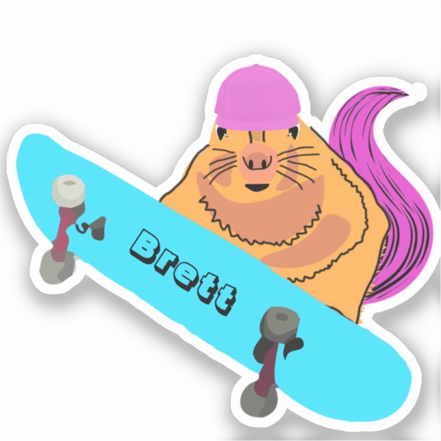 Pegatina Naughty Squirrel #727 Brett Skateboarding (Anverso)