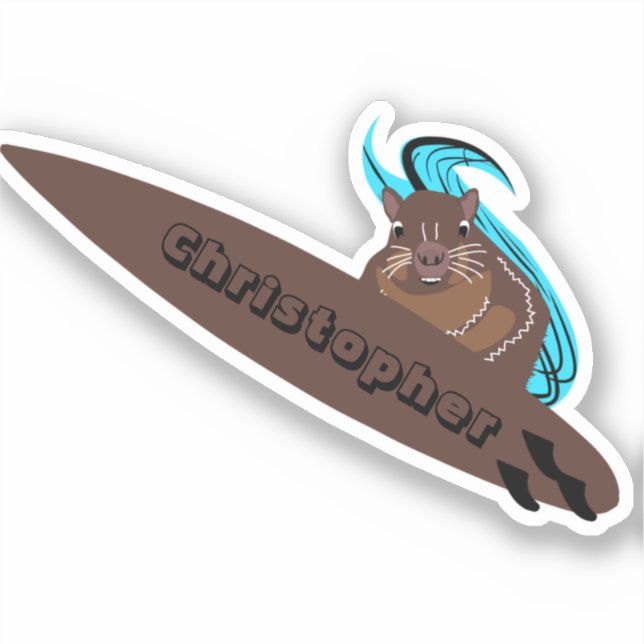 Pegatina Naughty Squirrel #736 Surfing (Anverso)