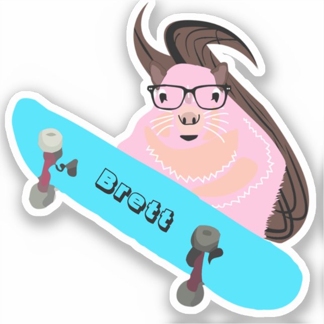 Pegatina Naughty Squirrel #746 Brett Skateboarding (Anverso)