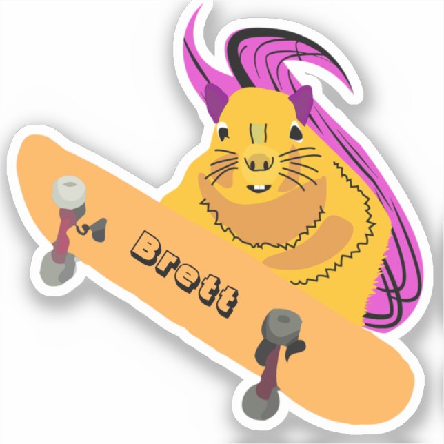 Pegatina Naughty Squirrel #774 Brett Skateboarding (Anverso)