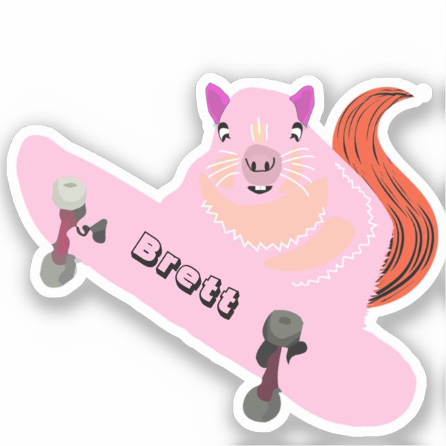Pegatina Naughty Squirrel #798 Brett Skateboarding (Anverso)