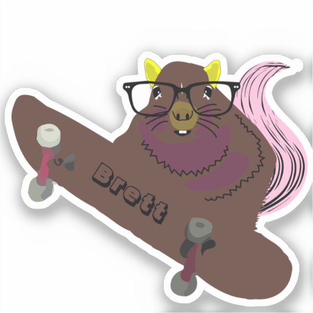 Pegatina Naughty Squirrel #821 Brett Skateboarding (Anverso)
