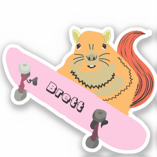 Pegatina Naughty Squirrel #823 Brett Skateboarding (Anverso)