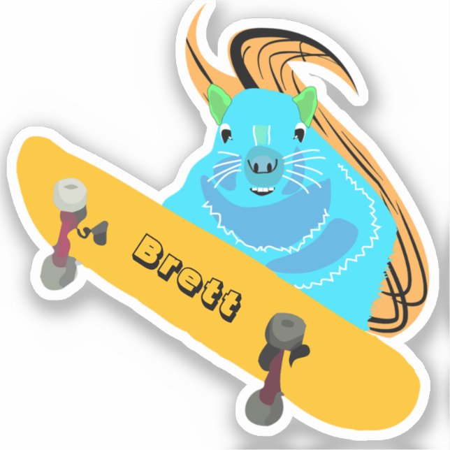 Pegatina Naughty Squirrel #830 Brett Skateboarding (Anverso)