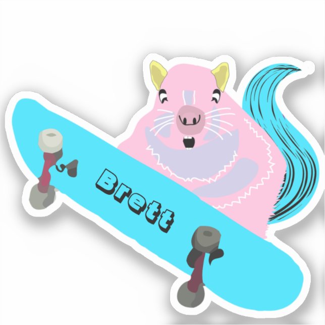 Pegatina Naughty Squirrel #834 Brett Skateboarding (Anverso)