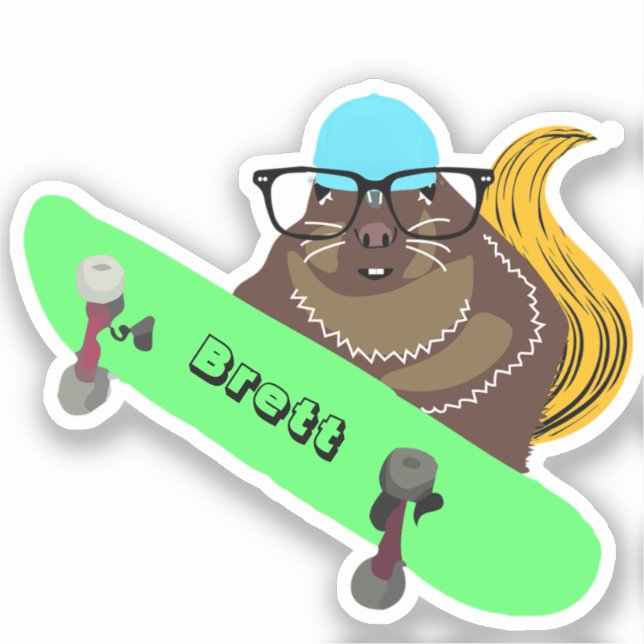 Pegatina Naughty Squirrel #837 Brett Skateboarding (Anverso)