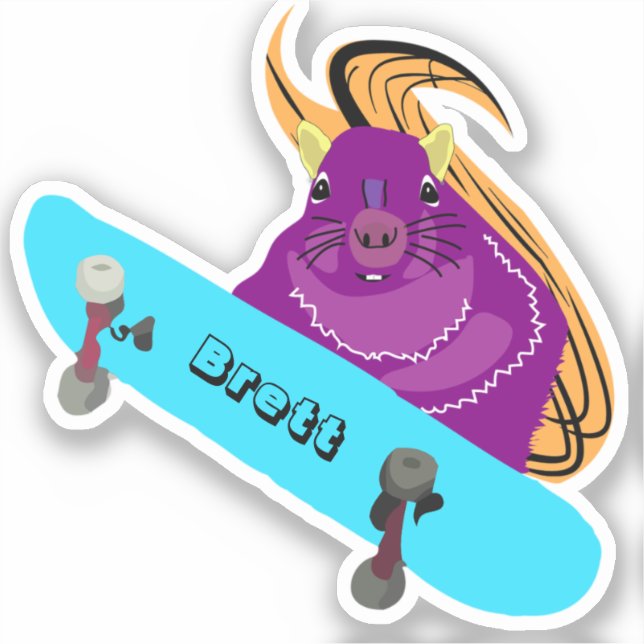 Pegatina Naughty Squirrel #854 Brett Skateboarding (Anverso)