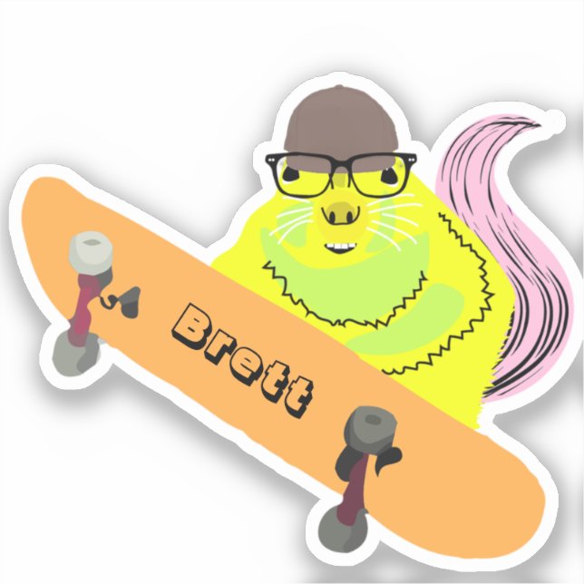 Pegatina Naughty Squirrel #870 Brett Skateboarding (Anverso)