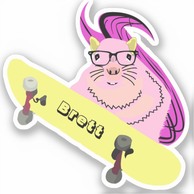 Pegatina Naughty Squirrel #872 Brett Skateboarding (Anverso)