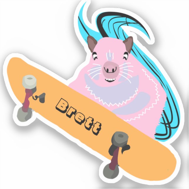 Pegatina Naughty Squirrel #876 Brett Skateboarding (Anverso)