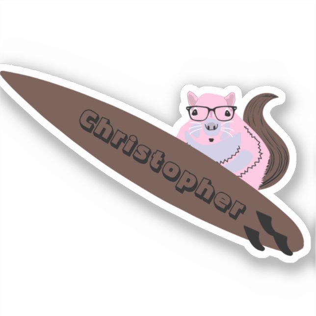 Pegatina Naughty Squirrel #878 Surfing (Anverso)