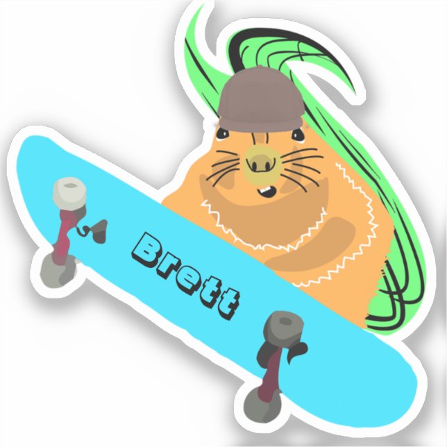 Pegatina Naughty Squirrel #941 Brett Skateboarding (Anverso)