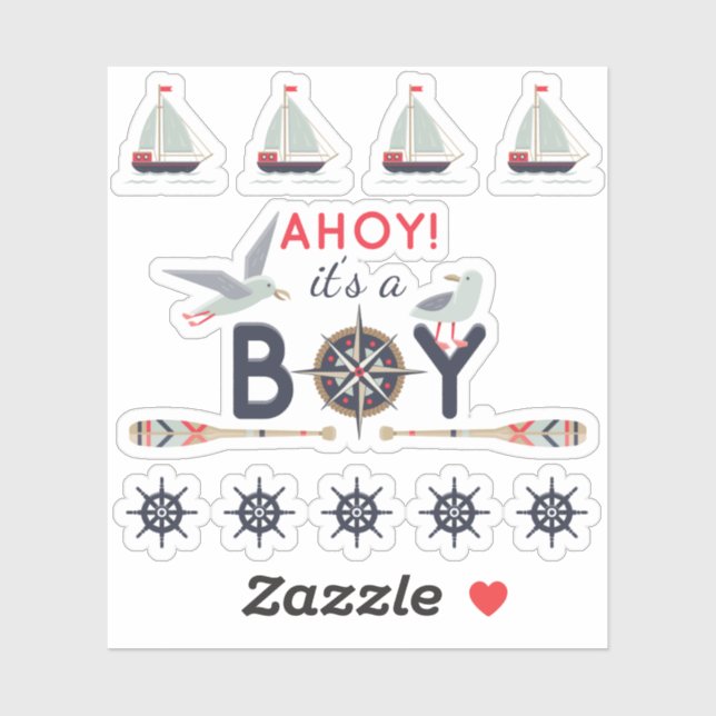 Pegatina Náutica Náutica Ahoy Baby Boy Scrapbook (Hoja)