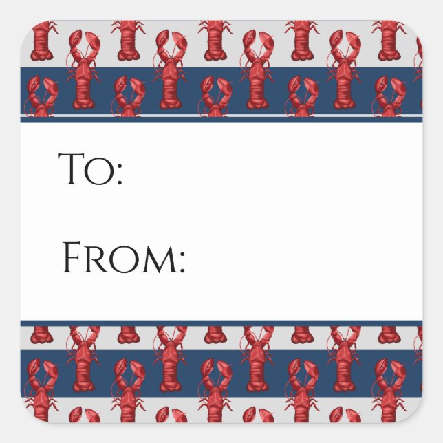 Pegatina Nautical Lobster Gift Tag (Anverso)