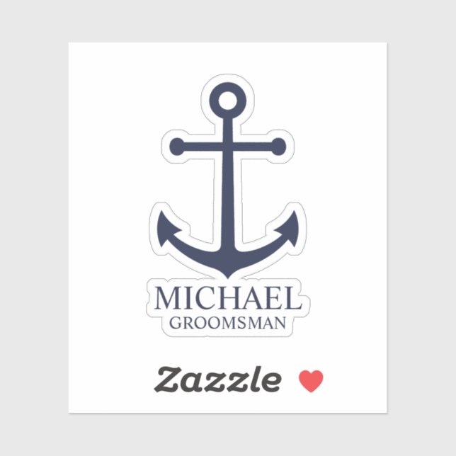 Pegatina Nautical Navy Blue Anchor Personalizado Groomsmen (Hoja)
