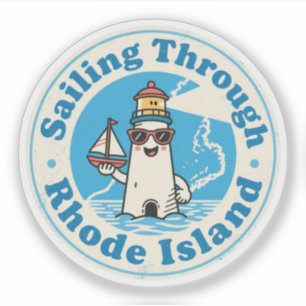 Pegatina Navegando por Rhode Island: Faro Costero