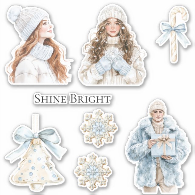 Pegatina Navidad Azul de Invierno Suave (Anverso)