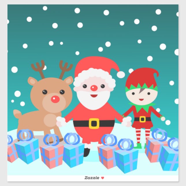 PEGATINA NAVIDAD CON SANTA Y SUS AMIGOS (Hoja)
