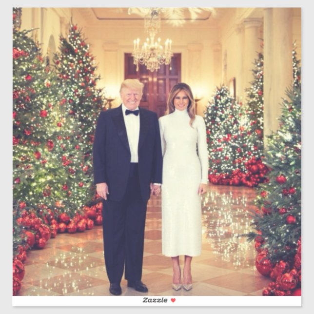Pegatina Navidad en la Casa Blanca del Presidente Donald Tr (Hoja)