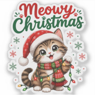 Pegatina Navidad Meowy Gato Lindo Fiesta