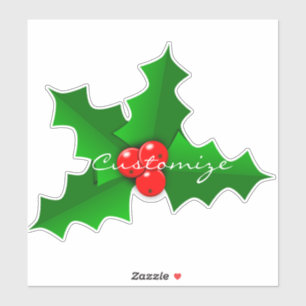 Pegatina Navidad verde y acebo rojo Thunder_Cove