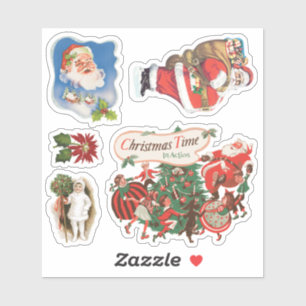Pegatina Navidad Vintage, Variedad de Santa Claus