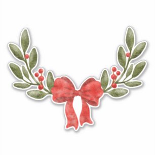 Pegatina Navidades acuarelas festivos florales decorativos