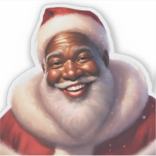 Pegatina Navidades afroamericanos Jolly Santa Claus,