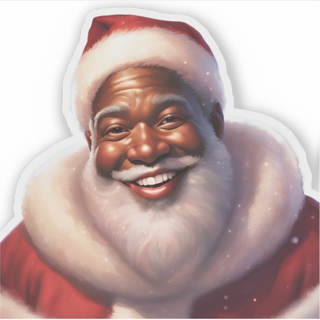 Pegatina Navidades afroamericanos Jolly Santa Claus, (Anverso)
