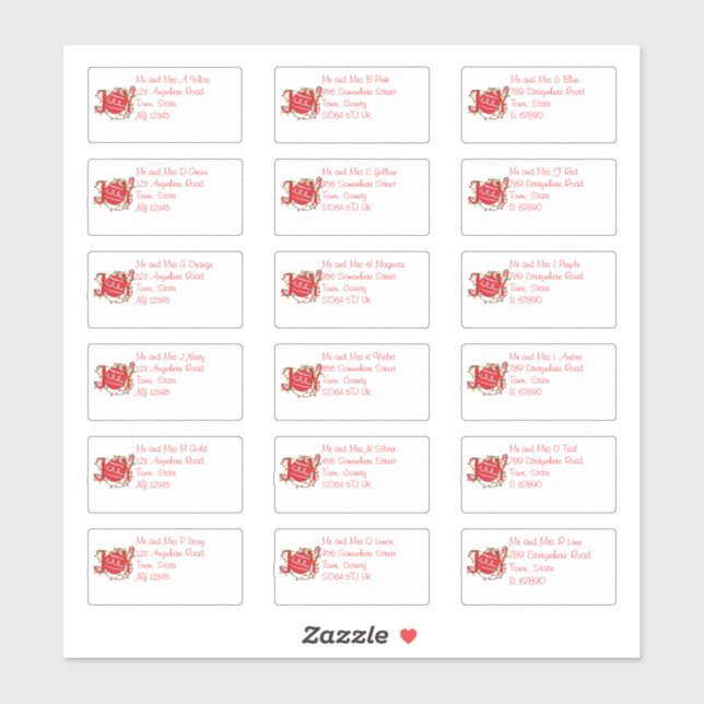 Pegatina Navidades Alegran a Bauble Nombre y dirección indi (Hoja)