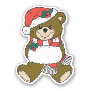 Pegatina Navidades Arte Animal Santa Teddy Bear