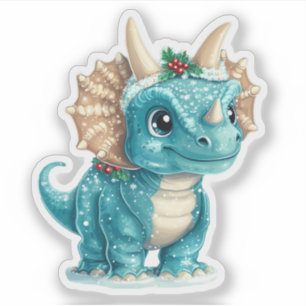 Pegatina Navidades azules Triceratops