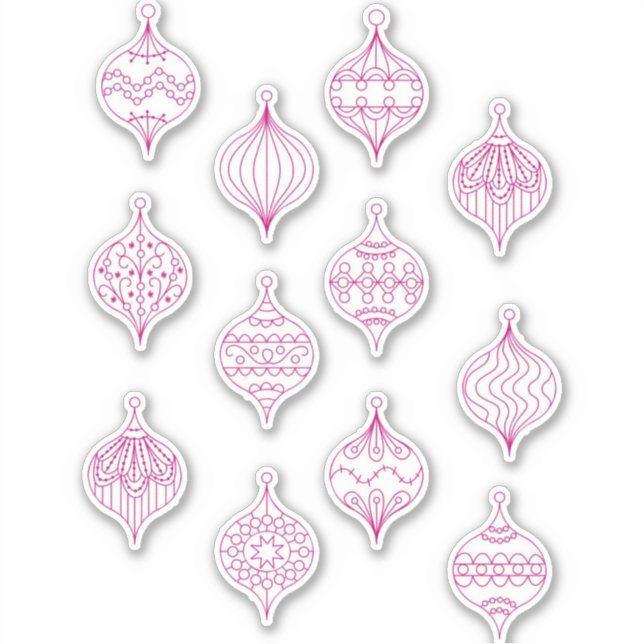 Pegatina Navidades Bauble Ornament Line Art (Anverso)