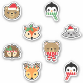 Pegatina Navidades Bears Penguins Fox Racoon Lion Deer