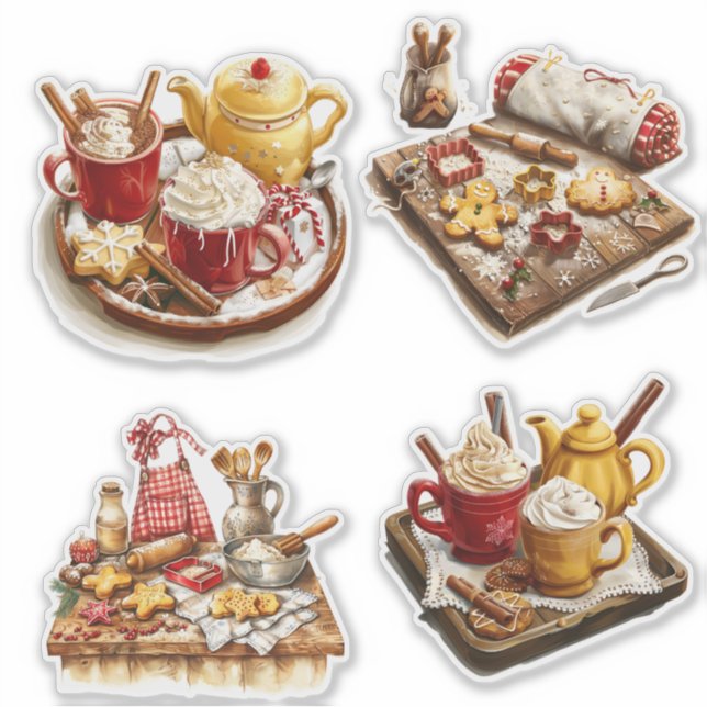 Pegatina Navidades Bebidas De Comida (Anverso)