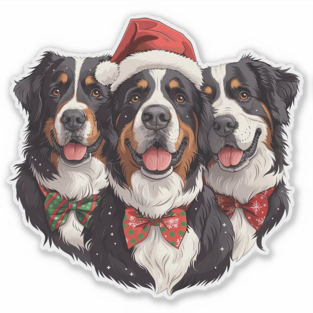 Pegatina Navidades Bernese Mountain Dogs (Anverso)