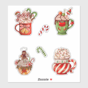 Pegatina Navidades café y crema batida en tazas