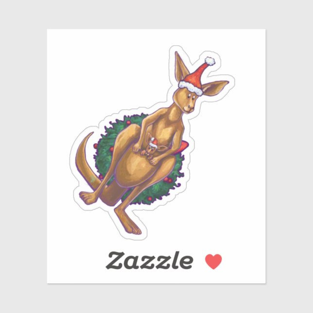 Pegatina Navidades canguros festivos (Hoja)