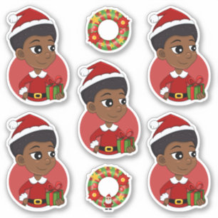 Pegatina Navidades chica con un personalizado africano