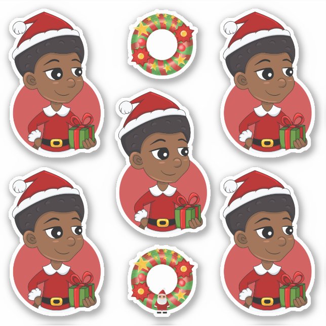 Pegatina Navidades chica con un personalizado africano (Anverso)