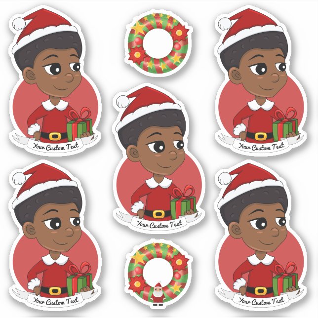 Pegatina Navidades chica con un personalizado africano (Anverso)