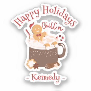 Pegatina Navidades chilenos Chocolate caliente y Gingerbrea