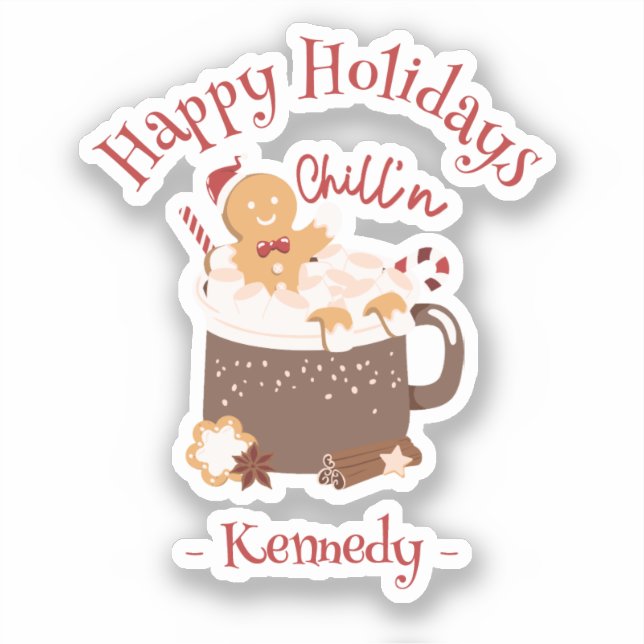 Pegatina Navidades chilenos Chocolate caliente y Gingerbrea (Anverso)