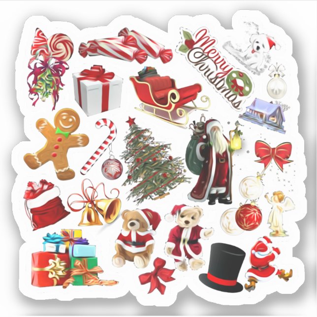 Pegatina Navidades Collage Holiday Cheer regalo (Anverso)