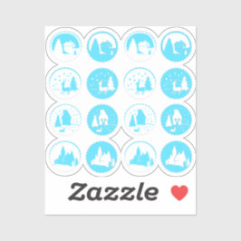 Pegatina Navidades Contemporáneos Escena De Invierno Set Ic