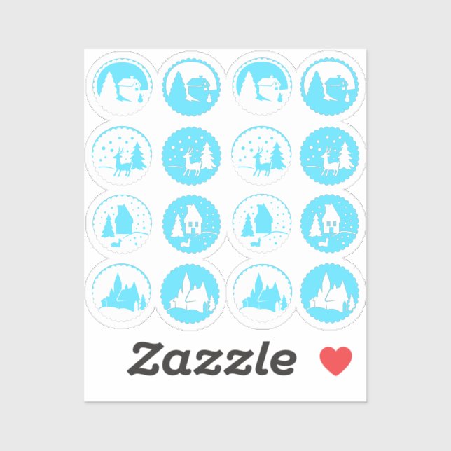 Pegatina Navidades Contemporáneos Escena De Invierno Set Ic (Hoja)