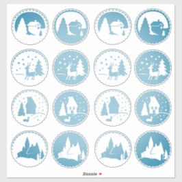Pegatina Navidades contemporáneos Escena de invierno Set Sm