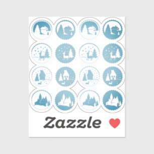 Pegatina Navidades contemporáneos Escena de invierno Set Sm